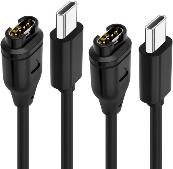 2 Pack - USB-C Oplaadkabel geschikt voor Garmin Forerunner, Fenix, Instinct, EPIX, Venu, Vivomove, Vivosport & Vivoactive - 1 Meter - Zwart