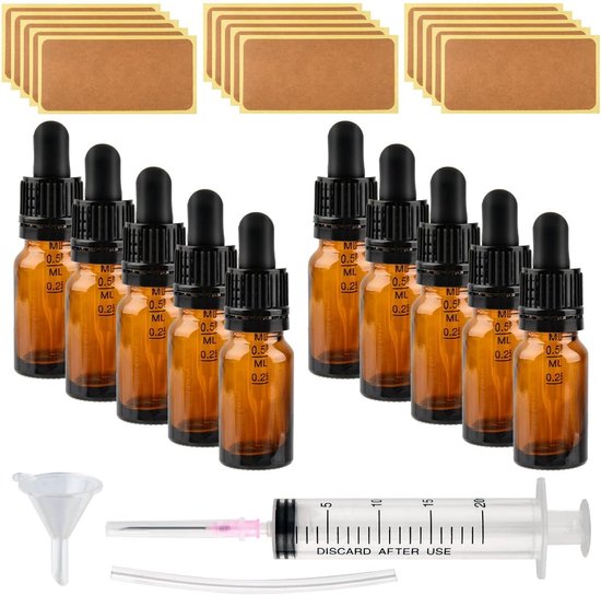 6 x 5 ml herbruikbare glazen flessen met metalen kogel voor etherische oliën en