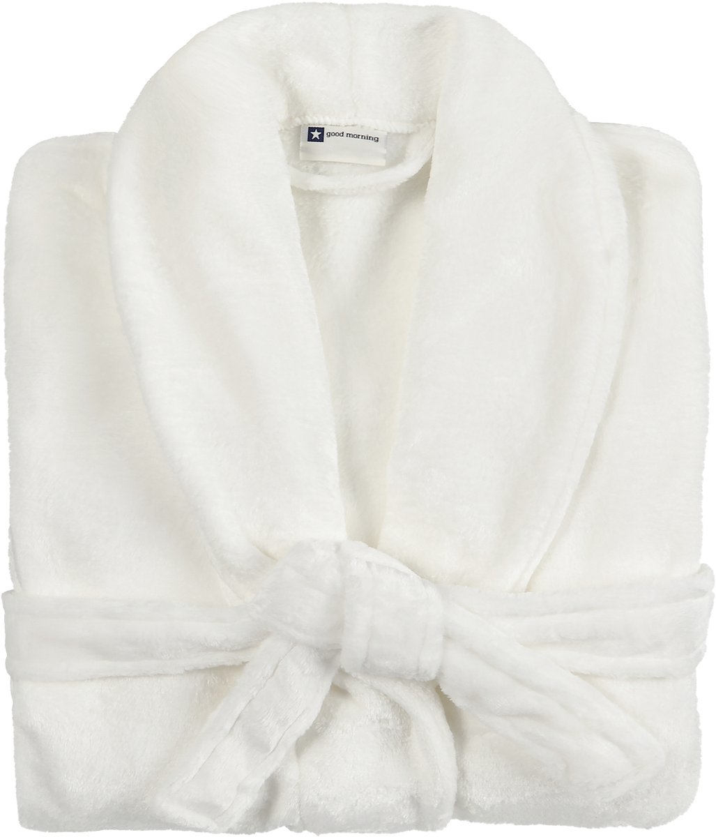 Good Morning badjas uni - M/L - Wit - 100% Polyester flanel