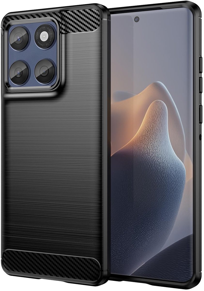 Mobigear Hoesje geschikt voor Motorola Edge 60 Fusion Telefoonhoesje Flexibel TPU | Mobigear Brushed Slim Backcover | Edge 60 Fusion Case | Back Cover - Zwart