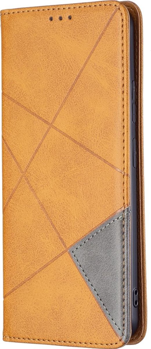 Mobigear Telefoonhoesje geschikt voor Xiaomi Redmi Note 11T Hoesje | Mobigear Rhombus Slim Bookcase | Pasjeshouder voor 2 Pasjes | Telefoonhoesje voor Pinpas / OV Kaart / Rijbewijs - Cognac