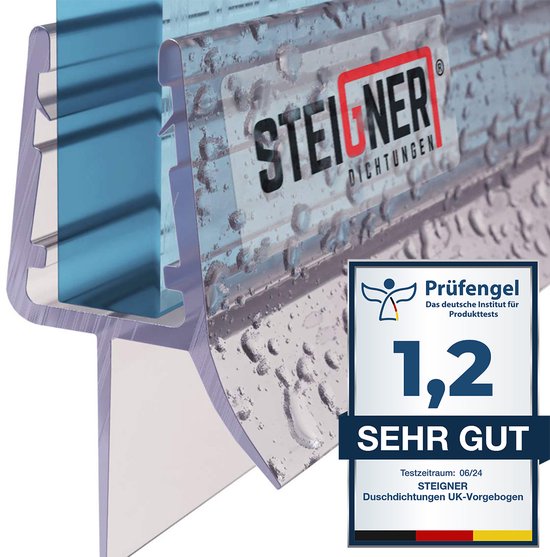 STEIGNER douchestrip, 190cm, glasdikte 6/ 7/ 8 mm, recht, pvc, vervangende afdichting voor douches, UK03
