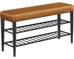 Schoenenbank – EKHO Collectie – Met Naden – 30 x 100 x 50 cm – Karamelbruin