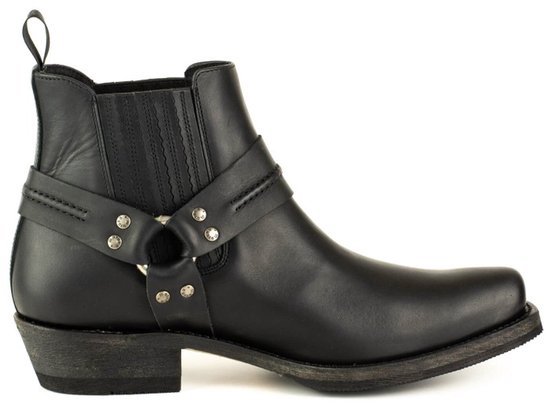 Bottes pour femmes Mayura 1444 Zwart/ Biker Cowboy Western Bottines Hommes Femmes Bout Carré Éperon Fixe Fermeture Élastique Vintage Cuir Huilé Cuir EU 41