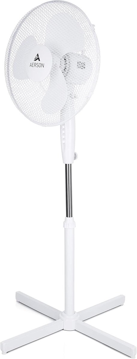 Staande Ventilator 40 cm - Hoogte Verstelbaar tot 120 cm - Oscillerend met 3 Snelheden en Stille Prestaties
