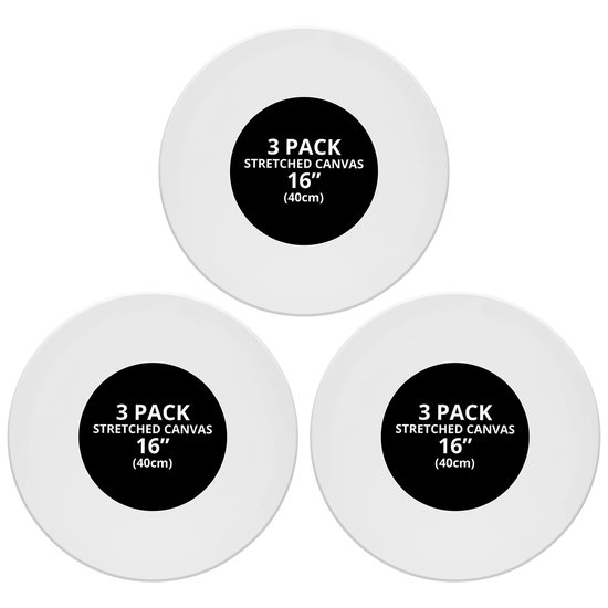 Belle Vous 3 Pak Rond Blank Canvas - 40 cm Diameter - Voorgerekt Cirkel Canvas Paneel Borden - Geschikt voor Acryl en Olieverf, maar ook voor Schetsen en Tekenen
