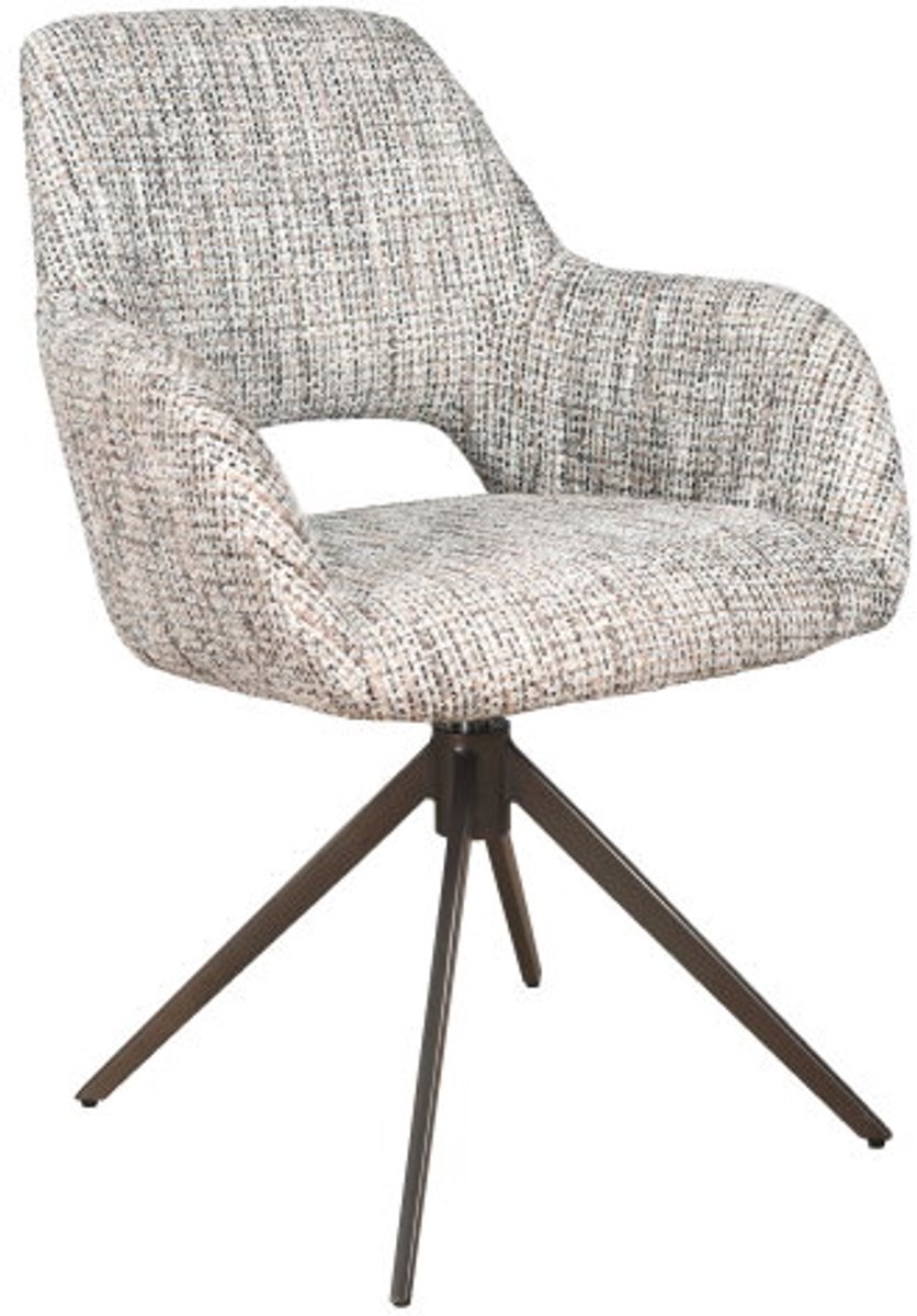 Eetkamerstoel Paris poot Moon draaibaar Anodic brown - Be Trendy nature 01