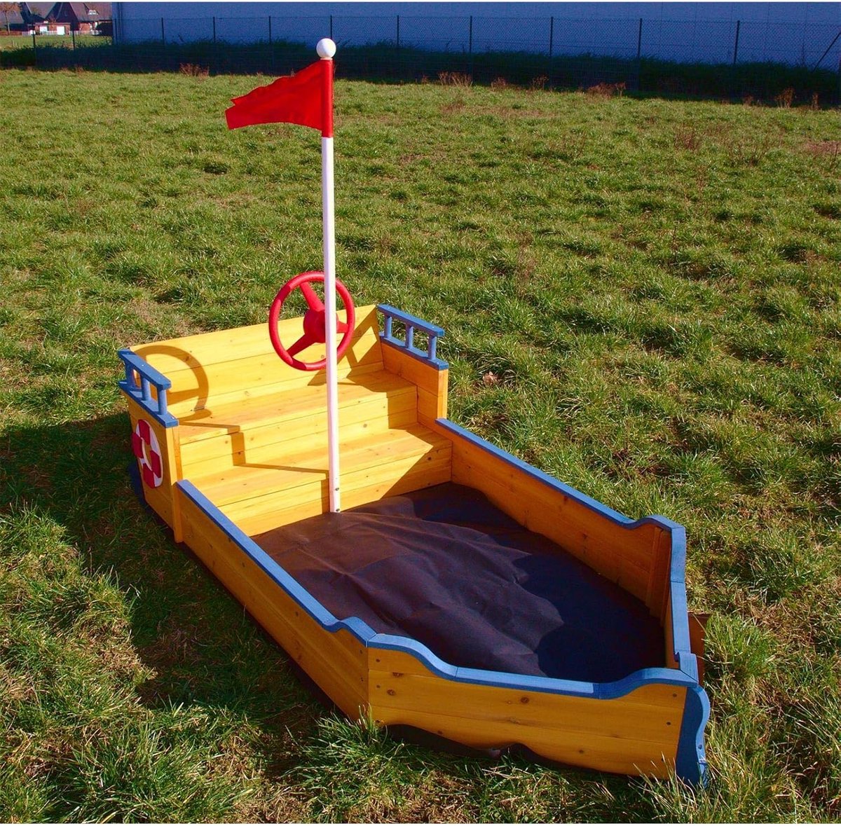 Zandbak Boot met Vlaggenmast en Stuurwiel voor Buiten