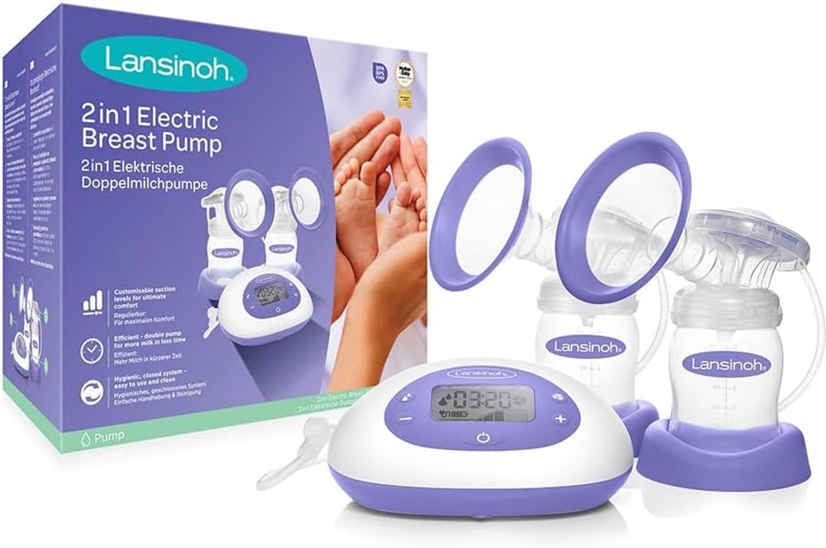 Image of 2-in-1 Elektrische Borstkolf met Verlicht LCD-Display - Flexibel en Efficiënt Afpompen voor Moeders