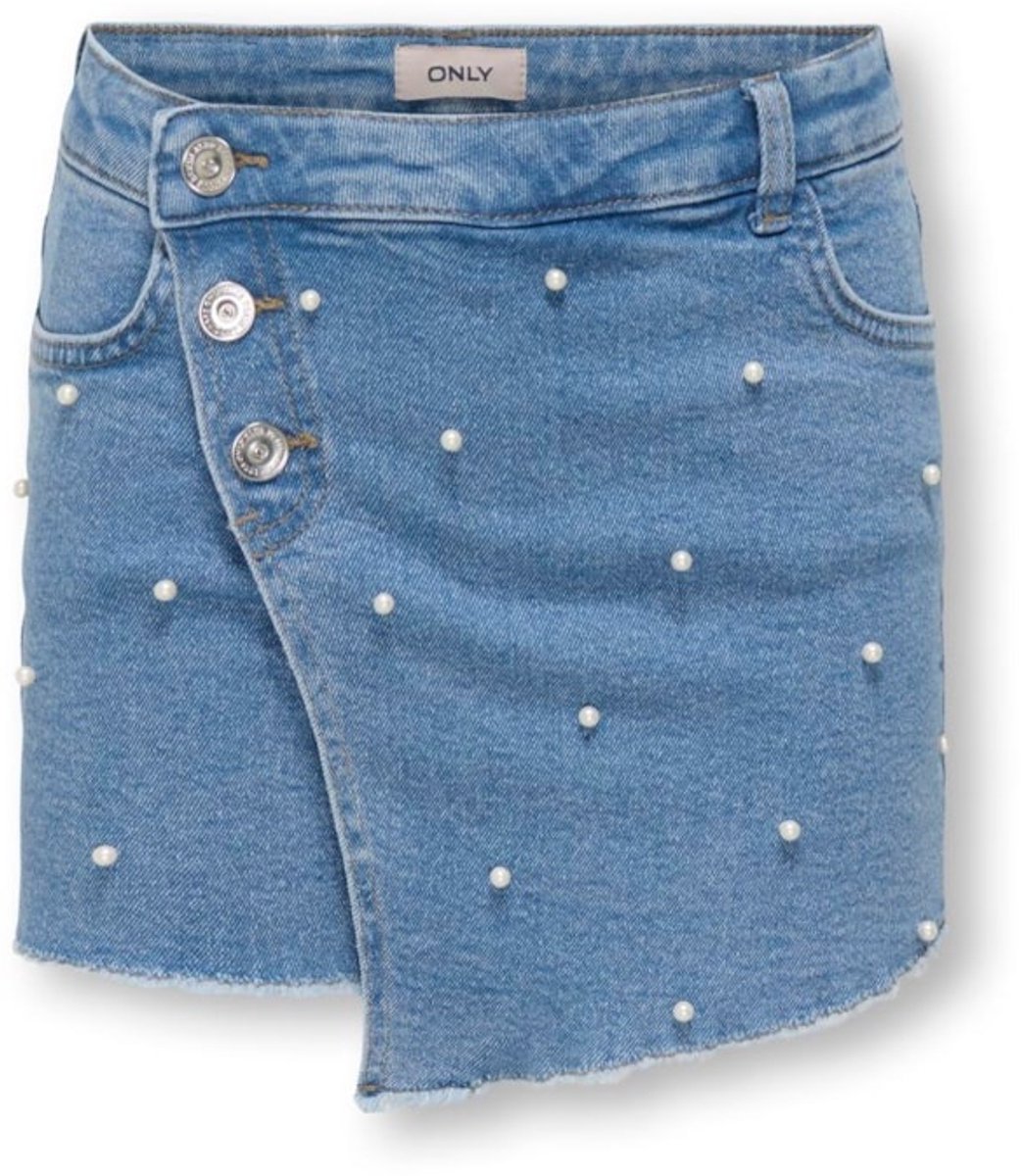 Kids ONLY zomer skort meisjes - parels - licht blauw denim parels - Kogjenny