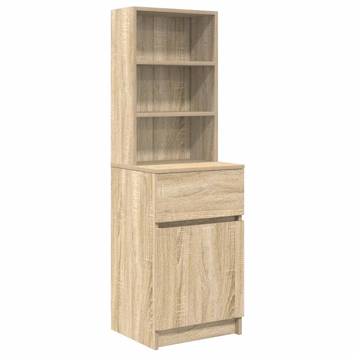 vidaXL Nachtkastje - 39x35x125 - cm - bewerkt - hout - sonoma - eikenkleurig sonoma eiken