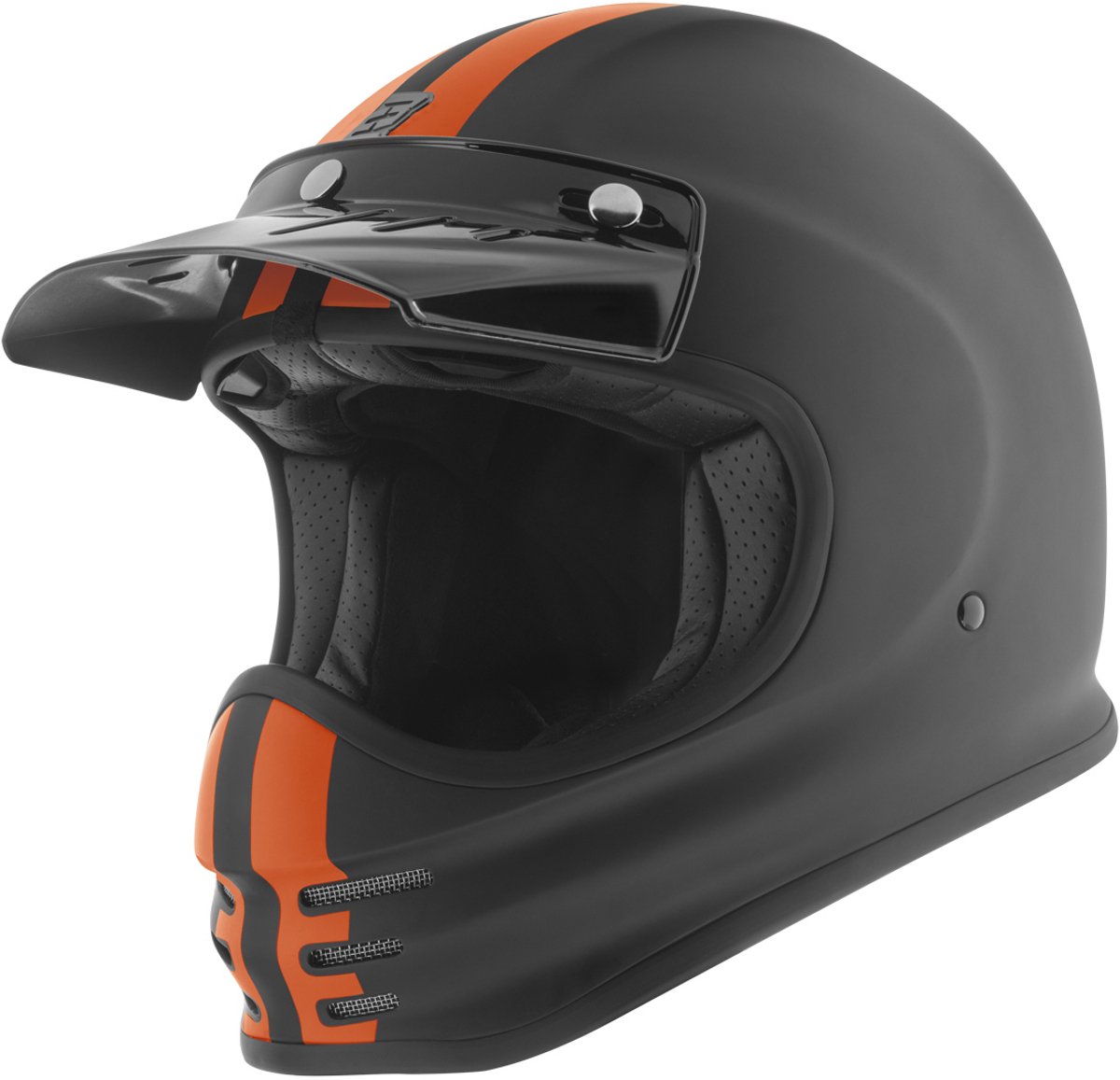 Bogotto V381 Schergo Fiberglass Mat Zwart Oranje Motorhelm - Maat L - Helm