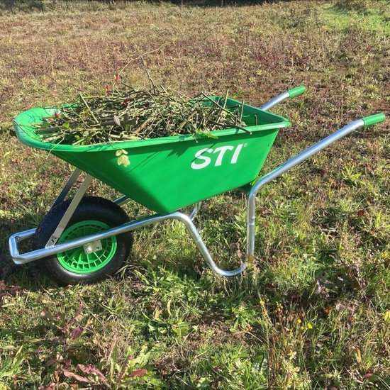 Kruiwagen groen 110 liter met 160 kg draagkracht - Stalen frame en polypropyleen schaal voor tuin en bouwplaats van VONYX — afbeelding 5