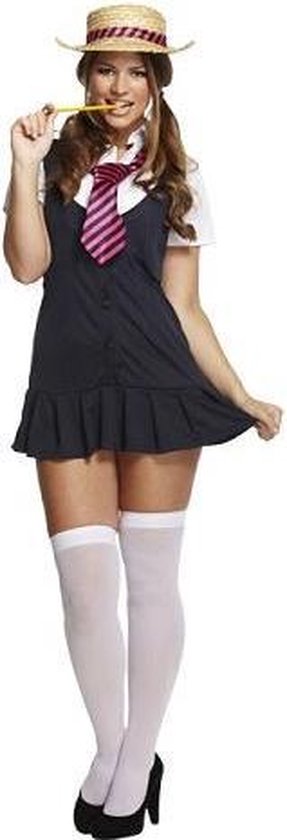 deugd Ontwaken tong Sexy Stoute Meisjes school Uniform - Jurk Shirt Stropdas & Hoed -  Carnavalskleding -... | bol.com