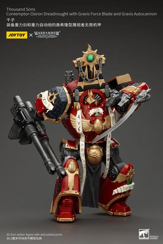 Joy Toy (CN) Warhammer The Horus Heresy Figurine d'action 1/18 Thousand Sons Contemptor-Osiron Dreadnought avec Gravis Force Blade et Gravis Autocannon Figurine d'action 30 cm