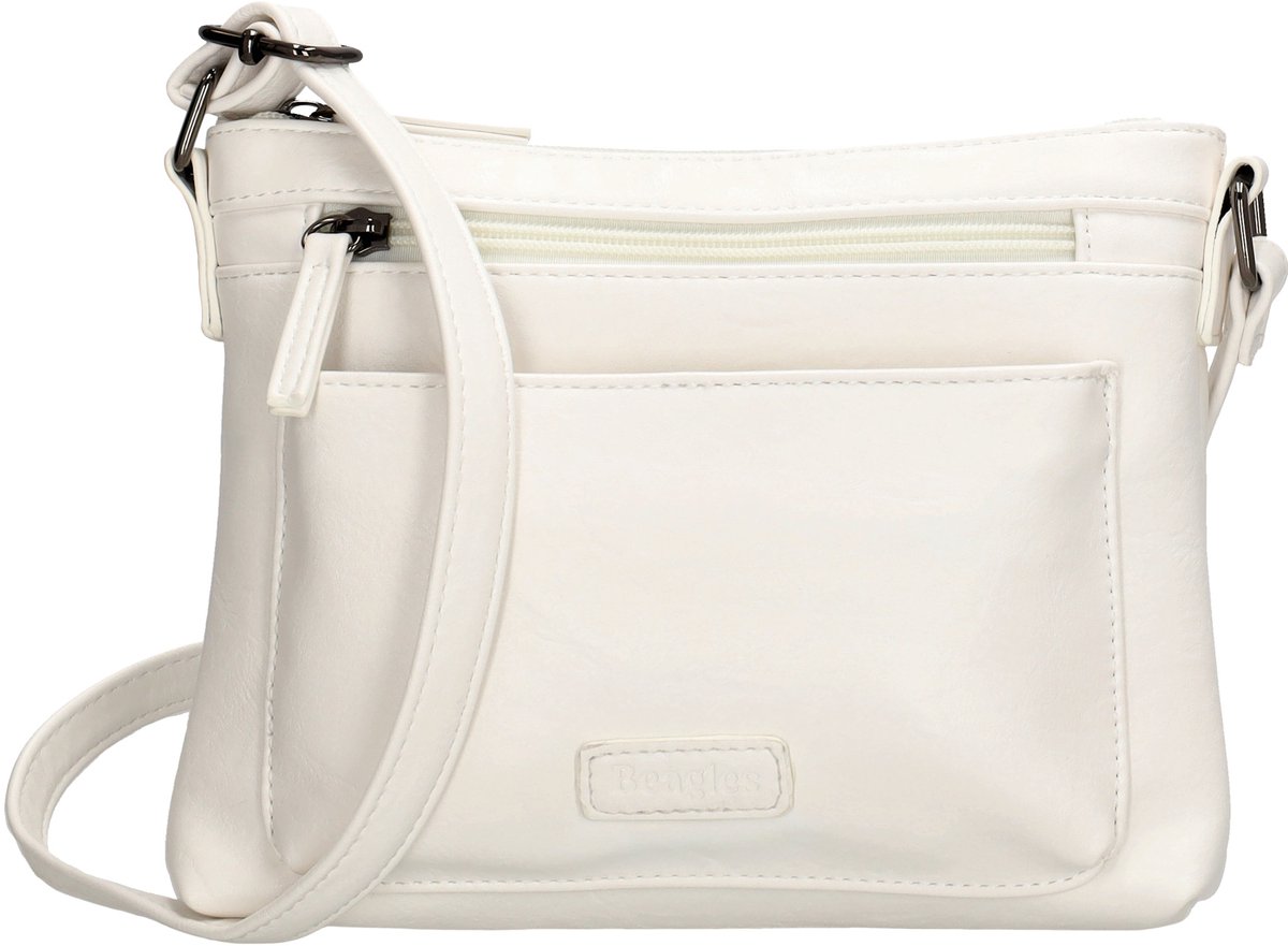 Beagles Murcia Crossbody Schoudertas - Vegan Leer - Handige Ritsvakken - Wit