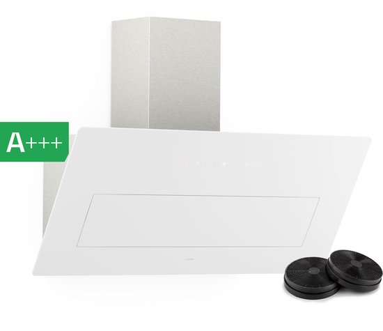 Klarstein Sleekair Afzuigkap – 90 Cm Wandkap, 718 M³/H, A++ Energie-Efficiëntie, Touch-Bediening, Led 2700–6500 K, Wit, Luchtafvoer & Recirculatie, Stille Eco Home-Functie