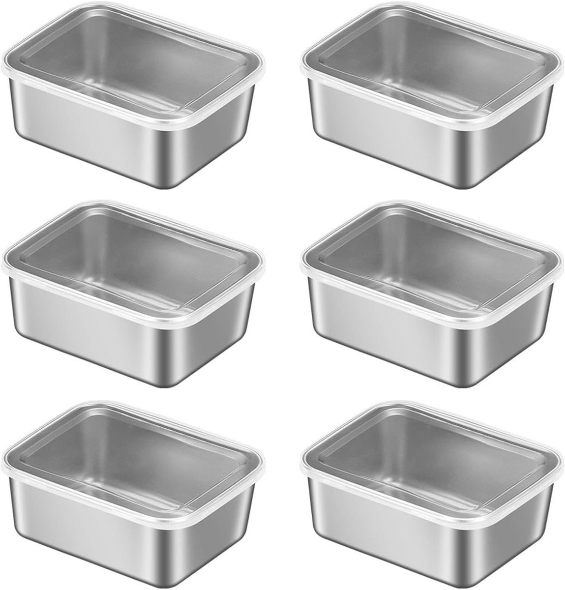 Voedseldozen van roestvrij staal - Set van 6, vaatwasserbestendig en luchtdicht