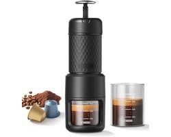 Draagbare handmatige espressomachine - 2-in-1 reiskoffiezetapparaat voor gemalen koffie en capsules