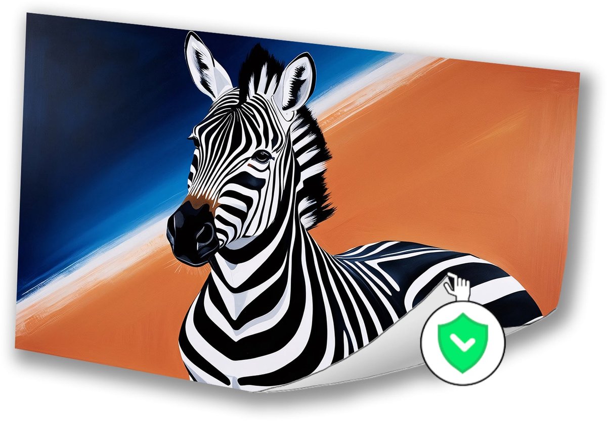 Moderne zebra met kleuraccenten - Zebra poster - Wanddecoratie dieren - Pop Art - Muurdeco