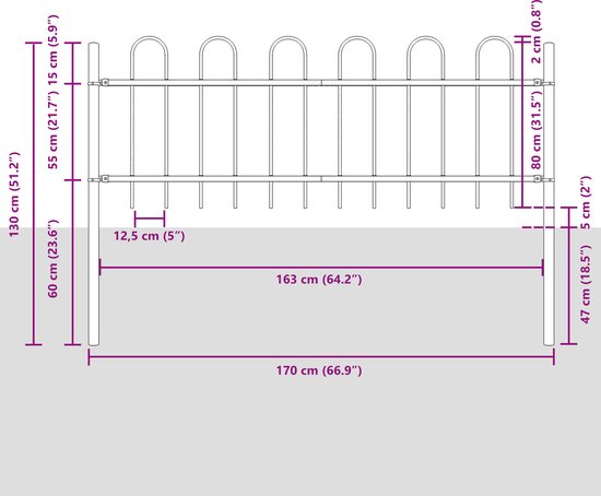 vidaXL - Clôture de jardin - Wit - 1,7 x 0,8 m - Acier thermolaqué