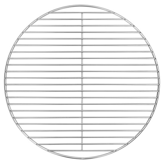 Zilverkleurig, rond roestvrijstalen barbecuerooster.