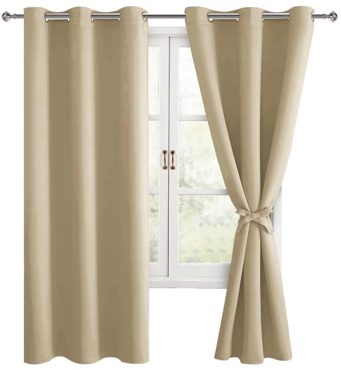 Ibenzoa Dichte Schuifgordijnen Taupe, 2 Stuks, 106x160cm - Zachte Verduistering voor Slaapkamer en Woonkamer