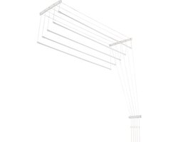 KADAX Plafondwasdroger, wasdroger voor het plafond met 5 stangen, wanddroger met stalen spijlen, plafonddroger, draagvermogen tot 10 kg (wit/130 cm)