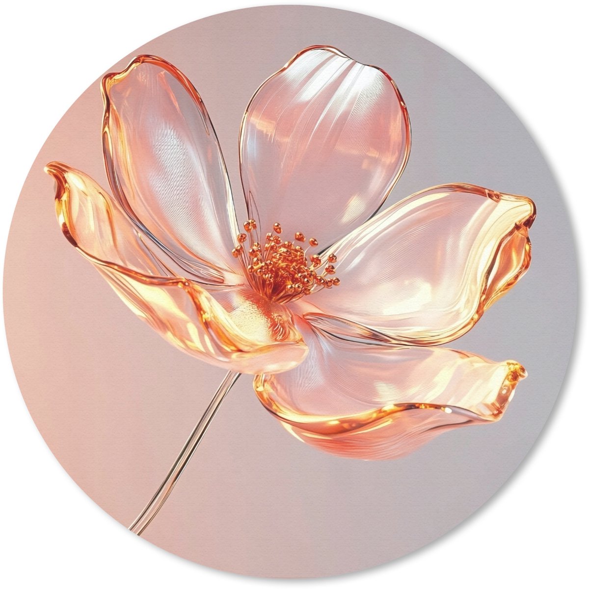 Muismat rond 20x20 cm - Mousepad Glazen - Bloem - Roze - Ronde muismatten