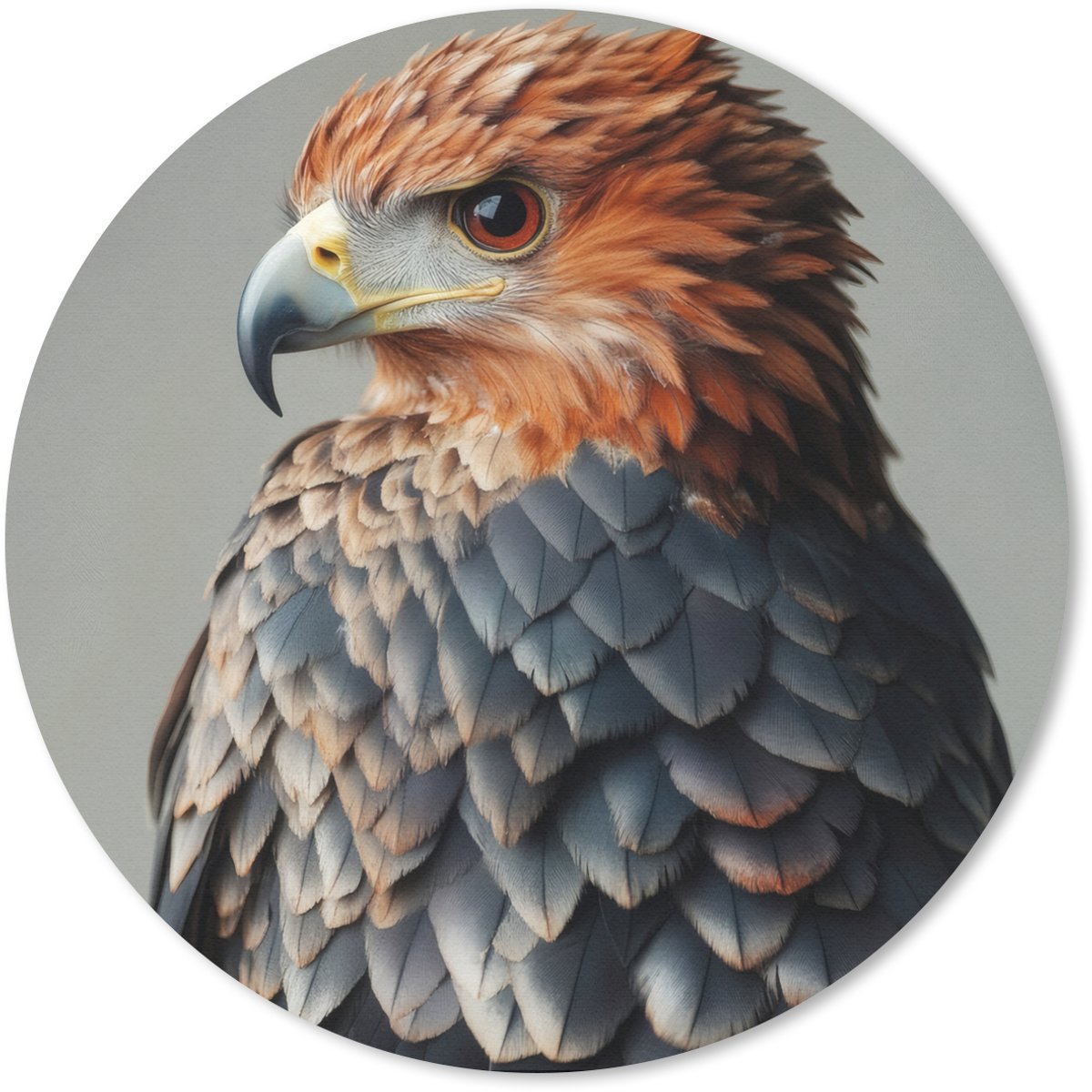 Muismat rond 40x40 cm - Mousepad Vogel - Realistisch - Veren - Bruin - Ronde muismatten
