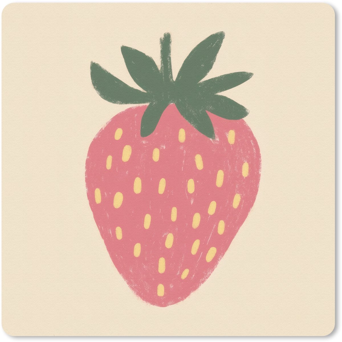 Muismat 20x20 cm - Mousepad Aardbei - Minimalistisch - Rood - Fruit - Muismatten