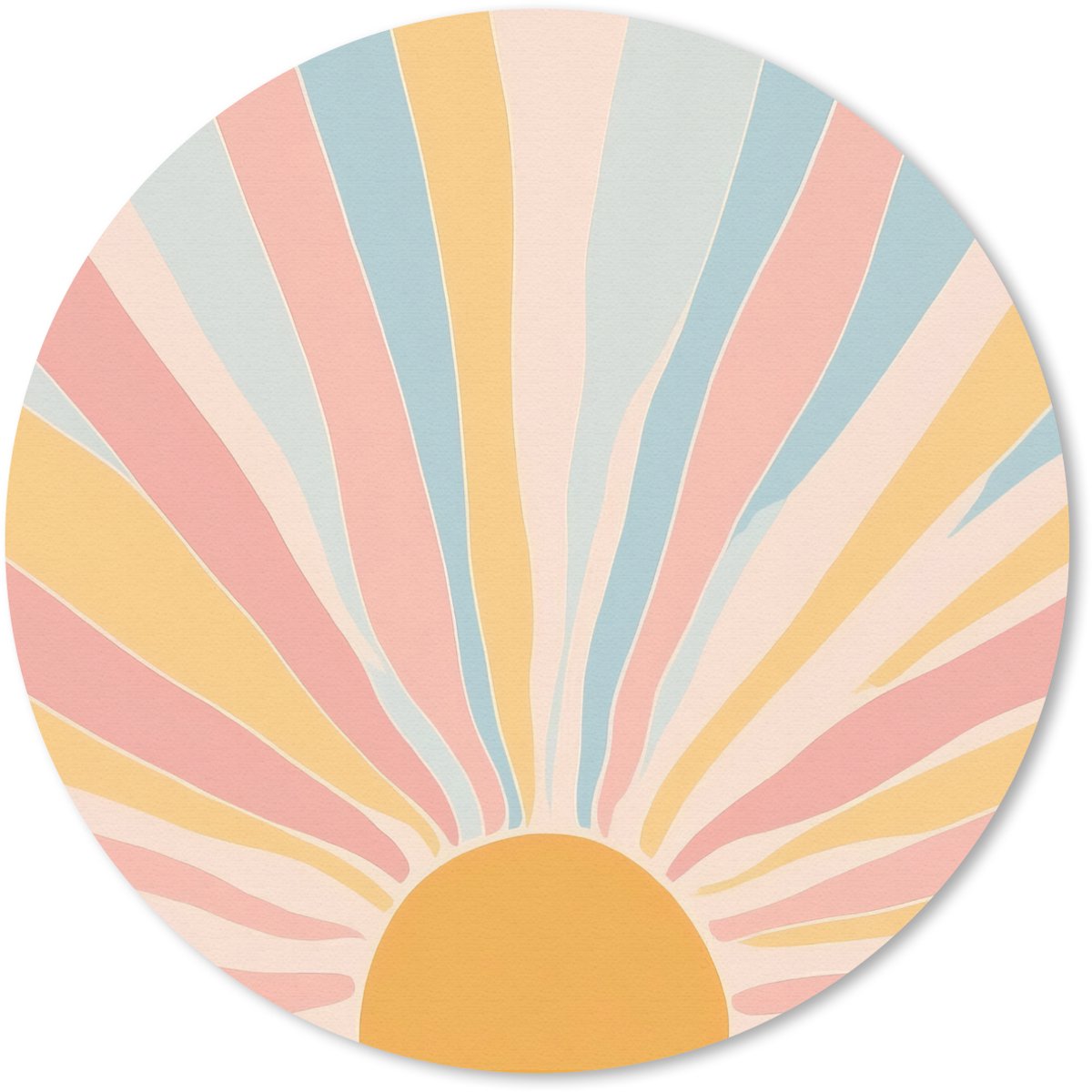 Muismat rond 20x20 cm - Mousepad Illustratie - Zon - Pastelkleuren - Ronde muismatten