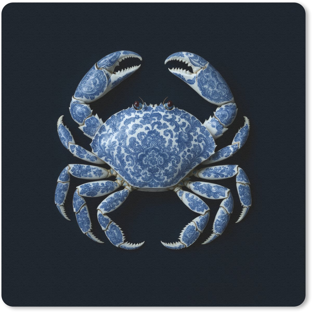 Muismat 30x30 cm - Mousepad Krab - Delfts blauw - Dieren - Muismatten