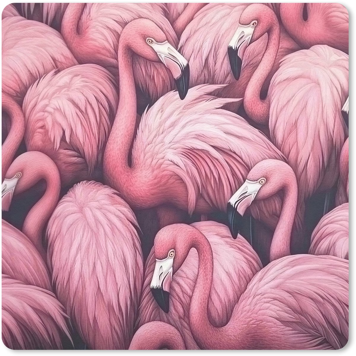 Muismat 30x30 cm - Mousepad Flamingo - Roze - Dieren - Muismatten