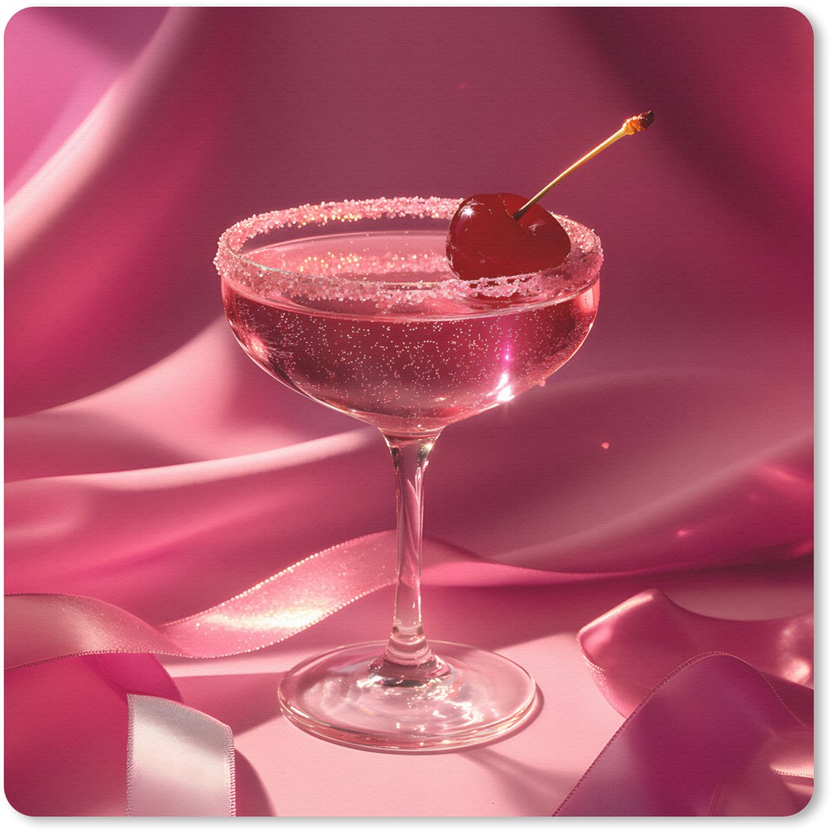 Muismat 20x20 cm - Mousepad Cocktail - Pink - Luxe - Muismatten
