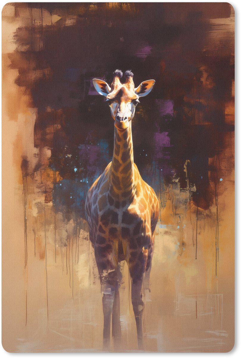 Muismat 18x27 cm - Mousepad Giraf - Bruin - Abstract - Geschilderd - Muismatten