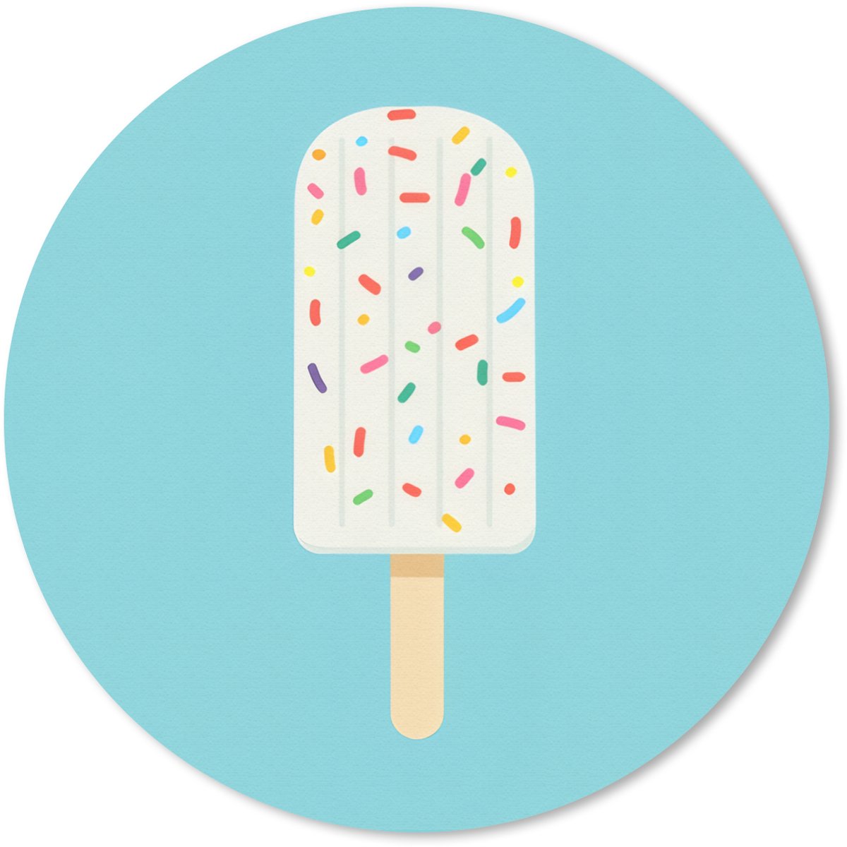 Muismat rond 30x30 cm - Mousepad Ijsje - Stokje - Sprinkles - Lichtblauw - Ronde muismatten