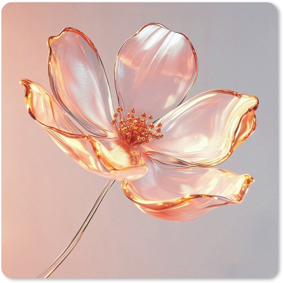 Muismat 20x20 cm - Mousepad Glazen - Bloem - Roze - Muismatten