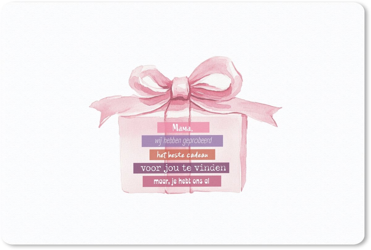 Muismat 27x18 cm - Mousepad Cadeau - Strik - Tekst - Roze - Muismatten