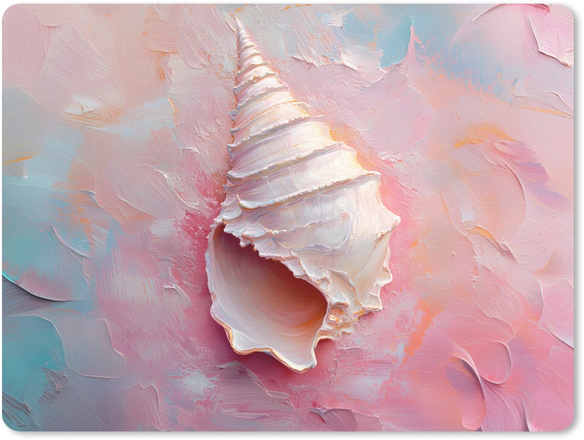 Muismat 23x19 cm - Mousepad Schelp - Pastel - Pink - Muismatten