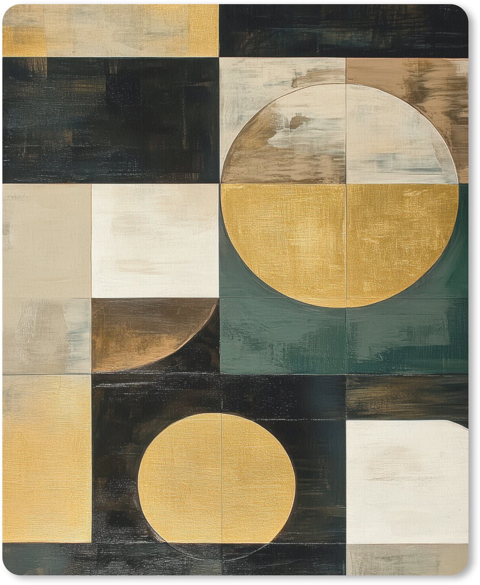 Muismat 19x23 cm - Mousepad Abstract - Goud - Brons - Vormen - Geometrisch - Muismatten