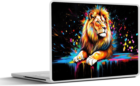 Laptop sticker - 14 inch - Leeuw - Kleurrijk - Spetters - 32x5x23x5cm - Laptopstickers - Laptop skin - Cover