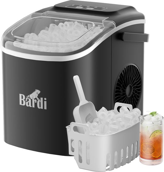 Luxe volledige set met 3 Bardi RVS dubbelwandige thermosbekers - koffiebekers Bardi Deluxe IJsblokjesmachine – IJsblokmaker Inclusief Luxe Thermosbeker en IJsschep – 9 Blokjes in 8 Minuten – Zwart — afbeelding 2