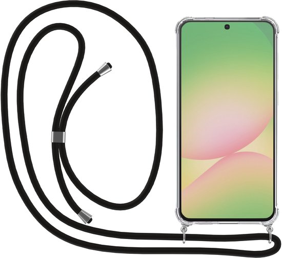 Smartphonica Telefoonhoesje Geschikt voor Samsung Galaxy A56 met Koord en Stootrand - TPU Backcover Shockproof met Lanyard - Transparant geschikt voor Samsung Galaxy A56