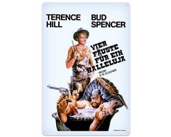 Blechwaren Fabrik Braunschweig Bud Spencer & Terence Hill Tin Sign Vier Fäuste für ein Halleluja 20 x 30 cm Tin signs