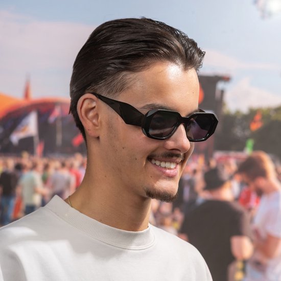 Zonnebril rechthoekig - Zonnebrillen - Festival bril - Rave bril - Glasses - Dik montuur - Zwart van Merkloos — afbeelding 2