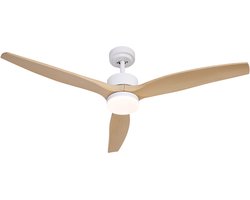QAZQA joly - LED Plafondventilator met Verlichting | Lamp en Afstandsbediening - 1 lichts - Ø 132 cm - Naturel - Woonkamer | Slaapkamer | Keuken