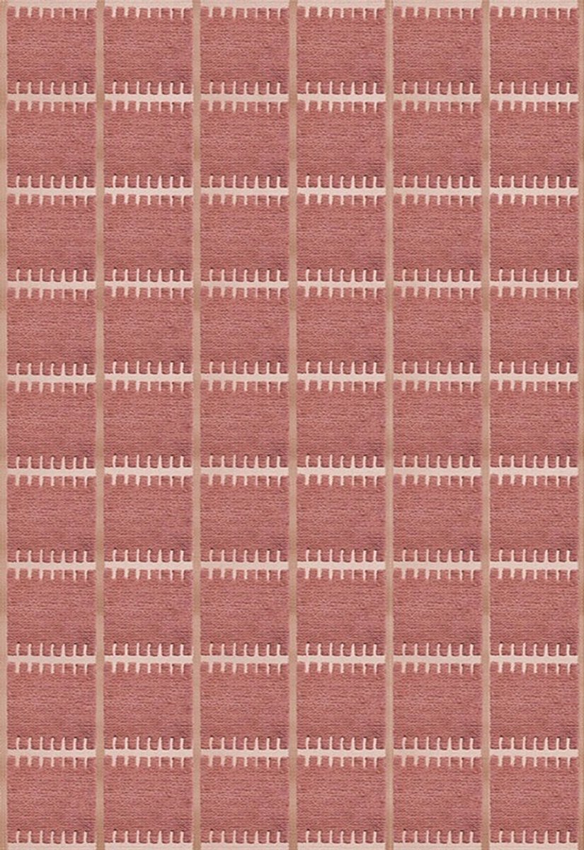 Layered Swedish Homage Lilly Claret Red Vloerkleed - 180 x 270 cm - Rood - Rechthoekig - Wol - Eetkamer, Woonkamer, Slaapkamer - Geometrisch - Retro, Modern
