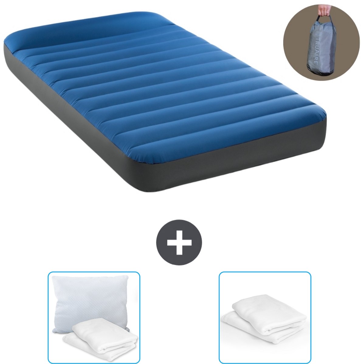 Intex Luchtbed - 1-Persoons - 99 x 191 x 22 cm - Blauw - Inclusief pomp - Kussen en Kussenbeschermer