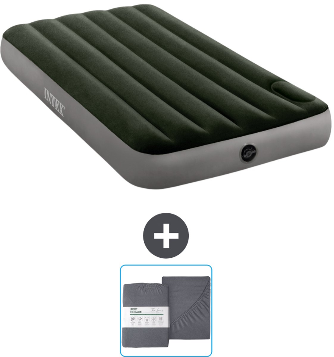 Intex Luchtbed - 1-Persoons - 99 x 191 x 25 cm - Groen - Inclusief en Hoeslaken